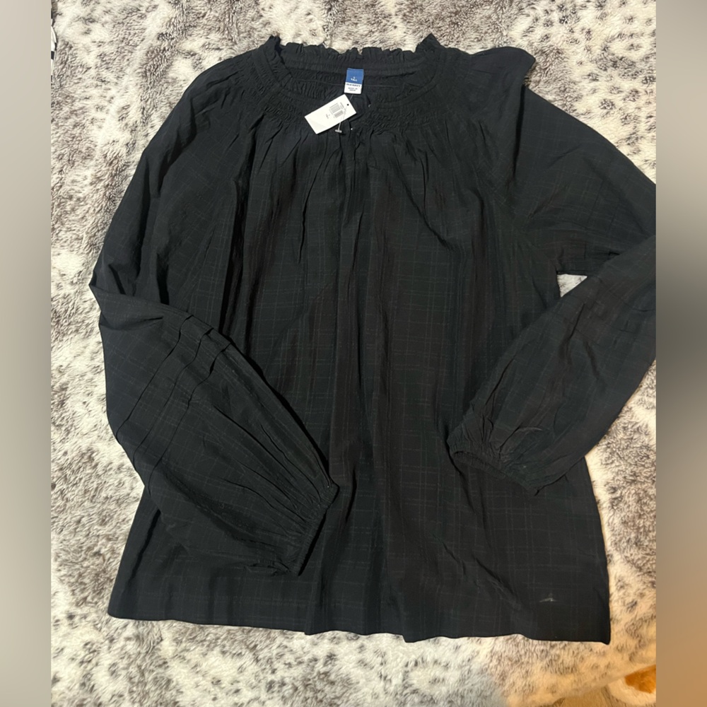 Old Navy Black Smocked Blouse